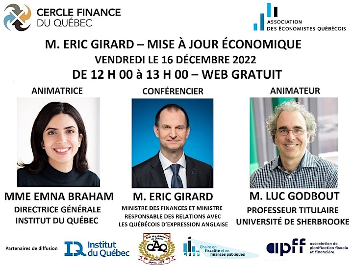 M. Eric Girard, ministre des finances du Québec - Mise à jour économique