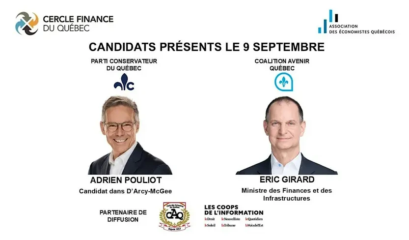 Candidats présents le 9 septembre : Adrien Pouliot (PCQ) et Eric Girard (CAQ)